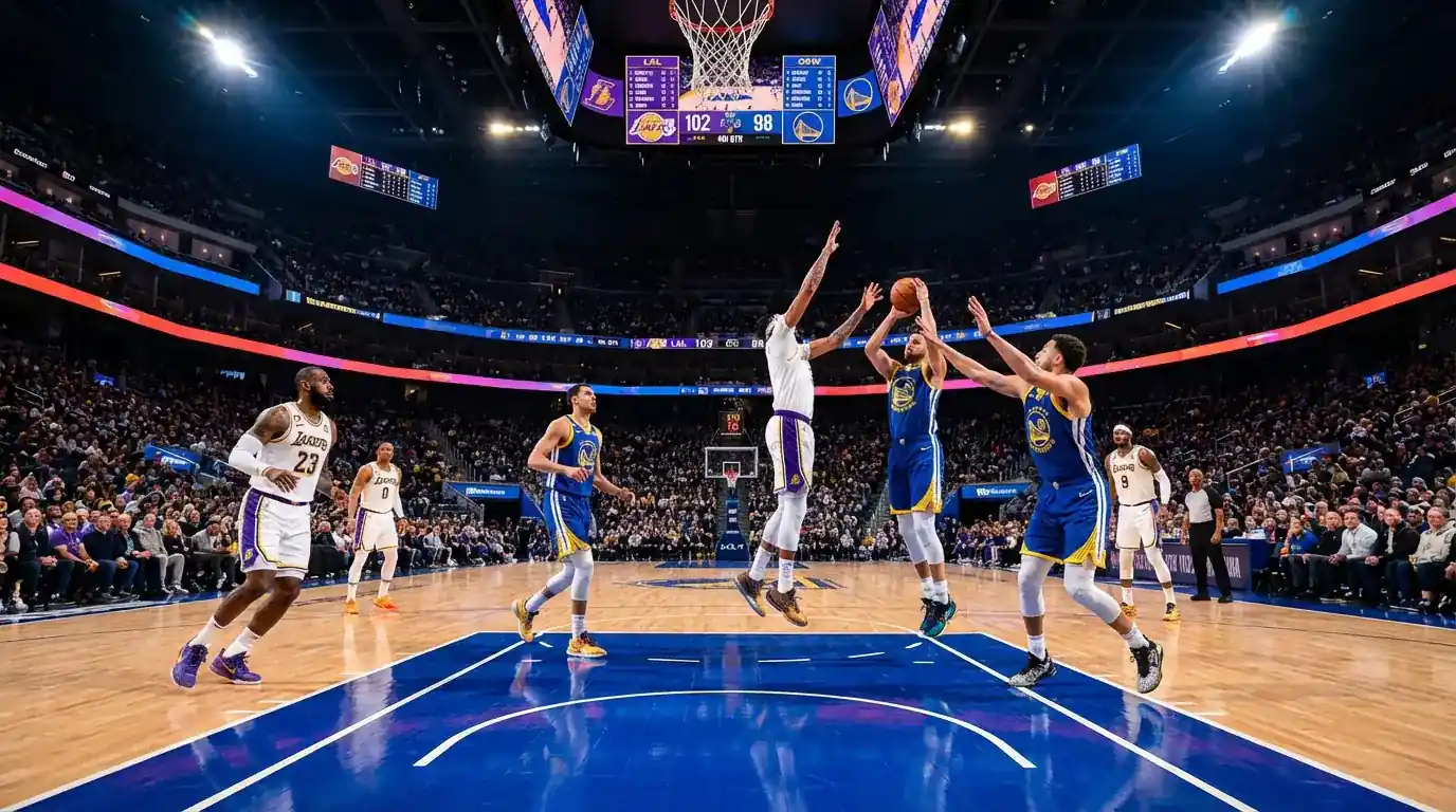 NBA basketball court with betting data overlay representing UK betting rules analysis