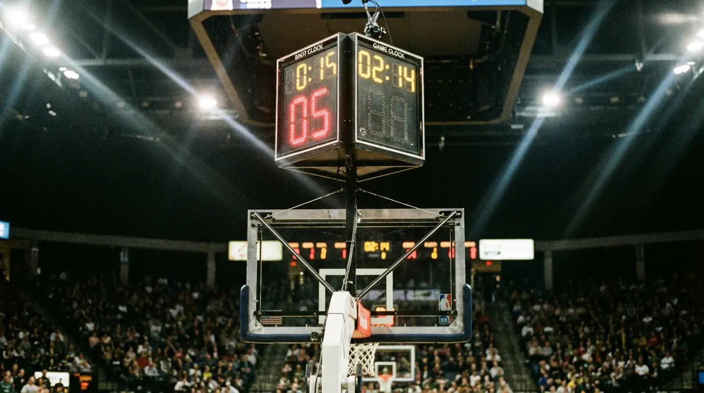 NBA game clock showing overtime period with settlement rules notation